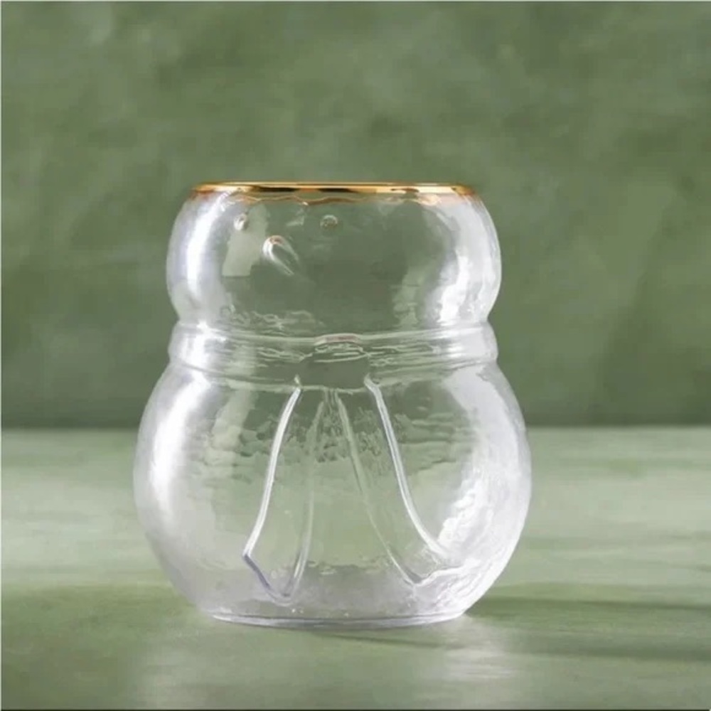 NEW Anthropologie North Pole Snowman Juice Glass Clear One Size